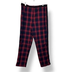 Court & Rowe Flat Front Shadow Plaid‎ Trousers Crop Women's 10 Red Blue Preppy